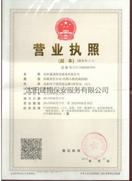 保安营业执照
